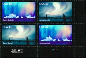 US #4203-4204 MNH Plate Block 2007 Polar Lights Aurora Borealis Australis - Picture 1 of 1