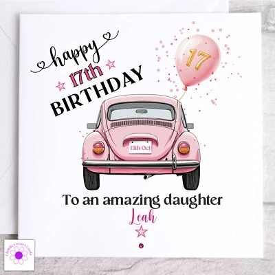 CHRISSIECREATESCARDS Personalised 17th Birthday Card Daughter Granddaughter Niece Great Niece Female