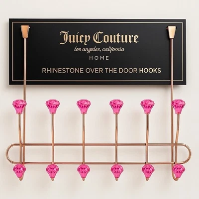 Ganchos Juicy Couture con estrás sobre la puerta oro rosa glamour decoración del hogar NUEVO Foto 1 de 4