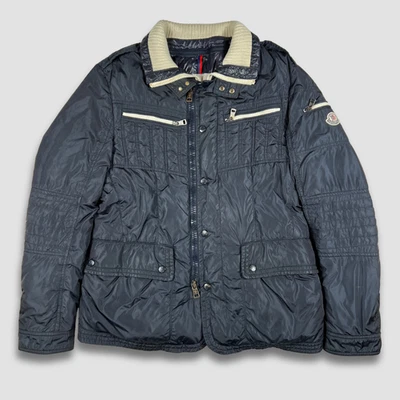 Moncler Blum Quilted Down Jacket Navy Size 4 Men’s Authentic Puffer Coat - Image 1 of 4