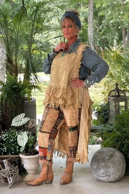 Jaded Gypsy Ruffle Up High-Lo Womens Top in Tea Stain OSFM - Image 1 of 4