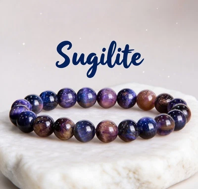 Натуральный сугилит браслет фиолетовый и синий Рейки исцеление кристалл браслет подарки - Изображение 1 из 4