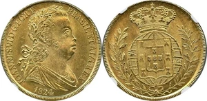 PORTUGAL PECA João VI gold 6400 Reis (Peça) 1824 Lisbon Mint NGC MS63+ - Picture 1 of 2
