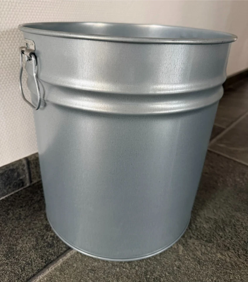 26 l Stahlblech Eimer ohne Deckel mit Griffen, roh, Abfall/Sammelbehälter - Bild 1 von 1