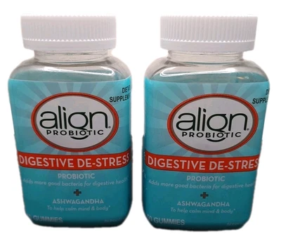 (2) ALIGN Probiotic DIGESTIVE DE STRESS Ashwagandha CALM Mind & Body 50 Gummies - Image 1 of 2