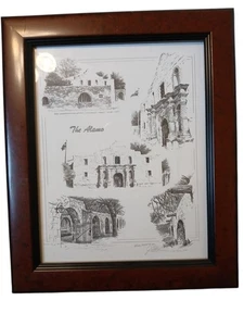 Alamo Five Views Print By Randall Stevens 6-21-02 Framed #0014 Technical Pen Art - Picture 1 of 11