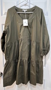 NWT Free Assembly Women’s 100% Cotton Tiered Utility Dress Size XL Sustainable - Picture 1 of 11