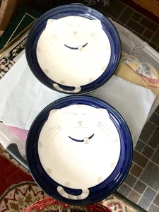 2 CHANG'S  Smiling CAT BLUE PASTA BOWLS Soup or Salad Bowls 9 1/2" NWOT - Picture 1 of 3