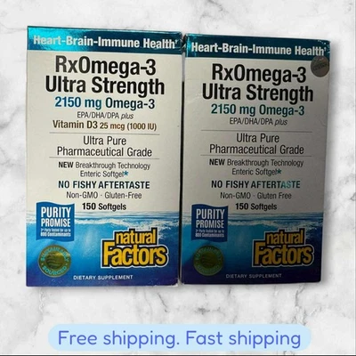 PARA 2 Factores Naturales RxOmega-3 Ultra Fuerza 2150mg Omega-3 150ct 26/06+ NUEVO Foto 1 de 2