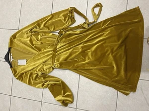 Boden Gold /mustard Velvet Dress BNWT Size 22 Wrap Around Dress Midlength. - Picture 1 of 5
