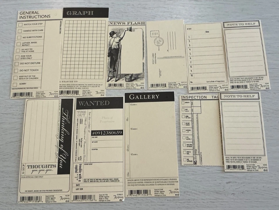 Conjunto de nuevas tarjetas vintage de 7 gitanos etiquetas adornos etiquetas de regalo tarjetas artesanales Foto 1 de 1