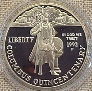 1992 P Columbus Quincentenary US Mint Proof Silver $1 Dollar BU Coin 0.9 Fine! - Picture 1 of 4