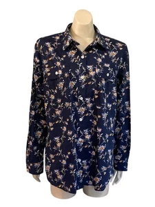 Just Country Wmn Abbey Shirt Sz 16 Button Up Flap Pockets LongSleeve Blue Floral - Picture 1 of 17