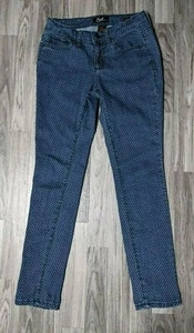 Earl Jeans Damen Größe 2 Blau Weiß Gepunktet Stretchig Skinny Ankle Denim Jeans - Bild 1 von 12
