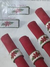 Vintage Christmas Needlepoint Sew Kit Card Holders Napkin Rings Columbia Minerva
