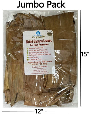 LAND OF SIMPLE TREASURES Organic Dried Banana Leaves for Fish Aquarium Leaf Betta Terrarium Vivarium 200g