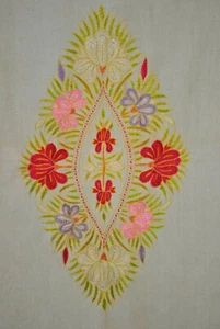 1930's Linen Embroidered Tablecloth With Hand Floral Embroidery, 102" x 76" - Picture 1 of 12