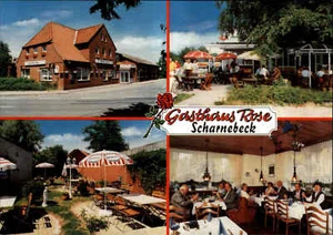 SCHARNEBECK Mehrbild-AK Gasthaus Rose mit Pavillon Parkplatz Hebewerk color AK - Picture 1 of 2