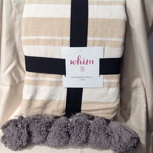 Whim Martha Stewart Tassel Band Together Striped Cotton Throw Blanket - Neutral - Picture 1 of 4