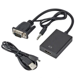 15 Pin VGA D-Sub Male to HDMI Female Video Converter Adapter Cable 3.5mm Audio - Picture 1 of 10