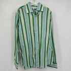 Banana Republic Button Up Shirt Mens Size 16 16.5 Green Striped Long Sleeve