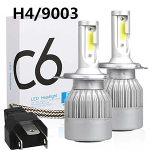 1 Pair COB H4 9003 LED Headlight Bulbs High Low Beam Conversion Kit 6000K White - Picture 1 of 11