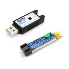 E-Flite 1S USB LiPo Charger 300mA w/ One 1S 3.7V 25C 150mAh LiPo Battery