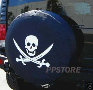Spare Tire Cover For Jeep WRANGLER 18inch Pirate Skull Wheel Tire Cover 33"-35" - Picture 1 of 3