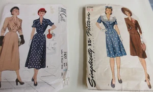 2 Vtg Simplicity 4736 & McCall 7477 Ladies Dress Sewing Pattern Sz 40 & 16 LOT - Picture 1 of 6