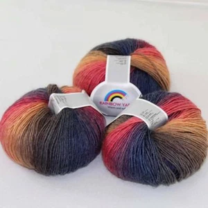 C New 3Skein*50g Cashmere Wool Rainbow Wrap Shawl Knitting Hand Knitwear Yarn 08 - Picture 1 of 24