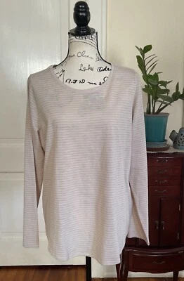 NWOT Sonoma Women’s Cotton Blend Beige/Golden Striped The Everyday Tee Size XL - Image 1 of 4