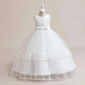 Teens White Dress Girls Clothes Elegant Kids Girl Party Gown Evening Vestidos - Picture 1 of 25
