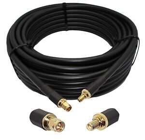 50ft Low-Loss SRF400 Coaxial Extension Cable 50 Ohm SMA Male to SMA Female Conn