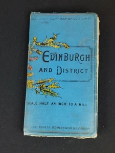 Mapa de tela de Edimburgo y Distrito de Galla e Inglés c1890 - Imagen 1 de 3