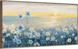 Large Framed Wall Art for Living Room Bedroom Office Decor, Modern Beach Canvas - Picture 1 of 9