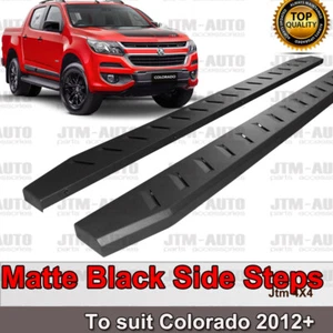 Heavy Duty Steel Black Off road Side Steps suit Holden Colorado Dual 2012-2020 - Picture 1 of 6
