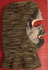 Vtg Hunting Face Mask Knit Balaclava Camo Hat Beanie Winter USA - Picture 1 of 3