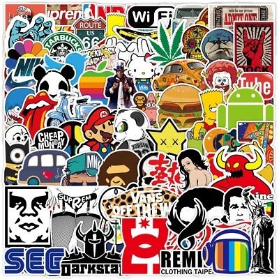 Lot 100 Random Vinyl Laptop Skateboard Stickers bomb Luggage Decals Dope Sticker - Image 1 of 4
