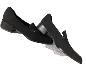 **7.5** ELLEN TRACY black fabric leather comfy low Heel Shoes made in ITALY - Picture 1 of 8