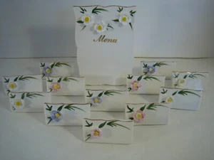 Vintage Keramik Blumen Menü Brett & 12 Tischkarten Set Made in Taiwan in Box - Bild 1 von 10