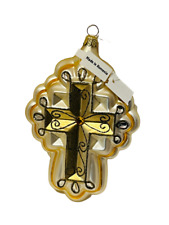 Christopher Radko Christmas Ornament Glass Cross Romania Jesus Christian Gift