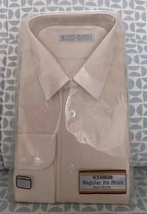 Vintage Men's TESCO 1980's Long Sleeved Shirt 15.5" / 39cm - Beige - Hong Kong - Picture 1 of 8