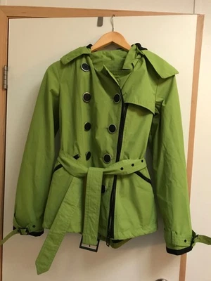 Miss Sixty M60 Small Kelly Green Double Breasted Pea Rain Jacket Coat Flare  - Image 1 of 4