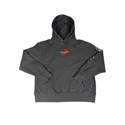 Sudadera con capucha Champion Reverse Weave Negra Roja Rose Logo Talla L para mujer Foto 1 de 4