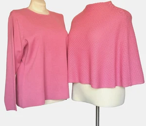 Set maglione e scialle donna Dialogue vestito NUOVO 2 pezzi misto lana merino uncinetto 2X - Foto 1 di 12