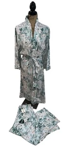 World Market Kimono Style Robe and Pajama Pants Womens S/M Blue Floral - Picture 1 of 7