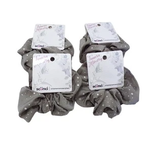 (4) Lot Scunci Tamera Mowry Hair Scrunchies Gray Satin with Rhinestones - Picture 1 of 1