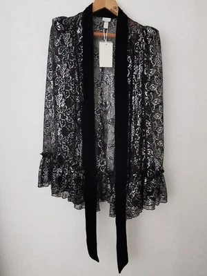 BNWT H&M x The Vampire's Wife Black Metallic Cape Size M/L * NEW * Goth - Image 1 of 4