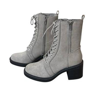 Botas femininas MIA tamanho 7,5M Audrina cinza robusto com cadarço zíper lateral punk grunge - Imagem 1 de 4