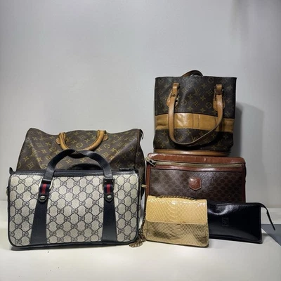 Luxury Handbag Purse Lot (6) 70s Louis Vuitton Gucci Dior Celine For Repair READ - Image 1 of 4